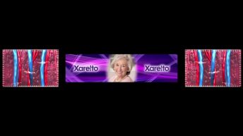 An Old Woman Face Between Xarelto on a Purple Background