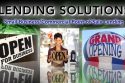 Lending Solutions Open Poster With Three Pictures of Open Symbol